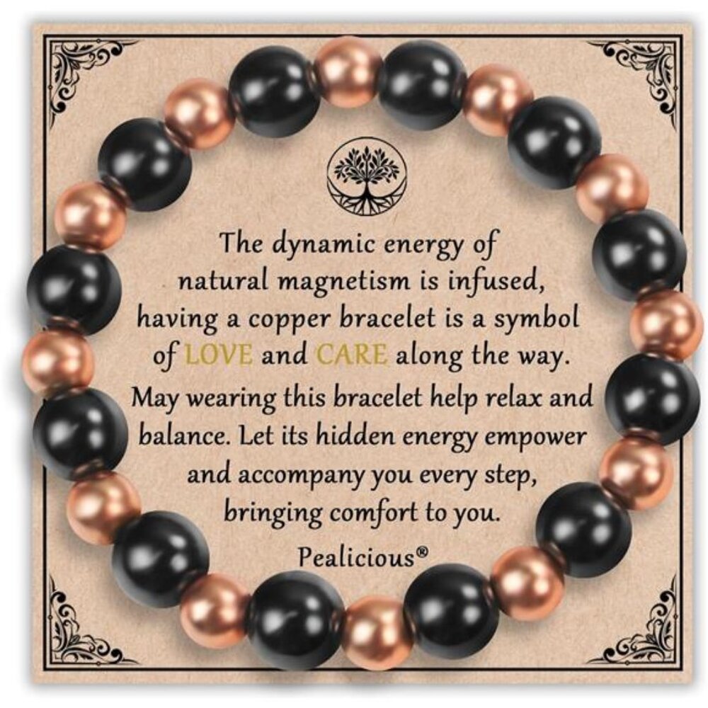 Copper Magnetic Bracelet Women Men Adjustable Beaded Jewelry Valentines Gift Her